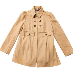 VINTAGE Original Juicy Couture Camel Wool Blend Military Pea Coat Medium Y2K